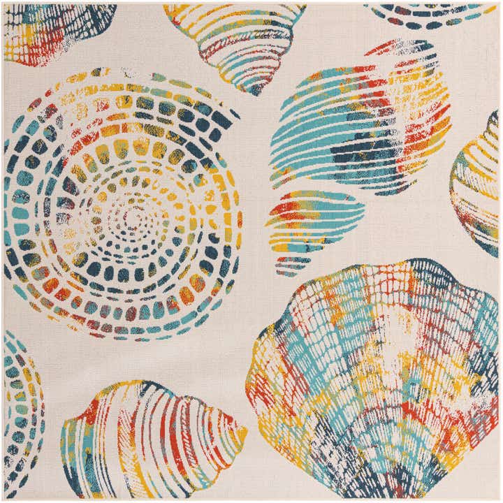 7' 10 x 7' 10 Easy-Clean Coastal Indoor / Outdoor Square Rug