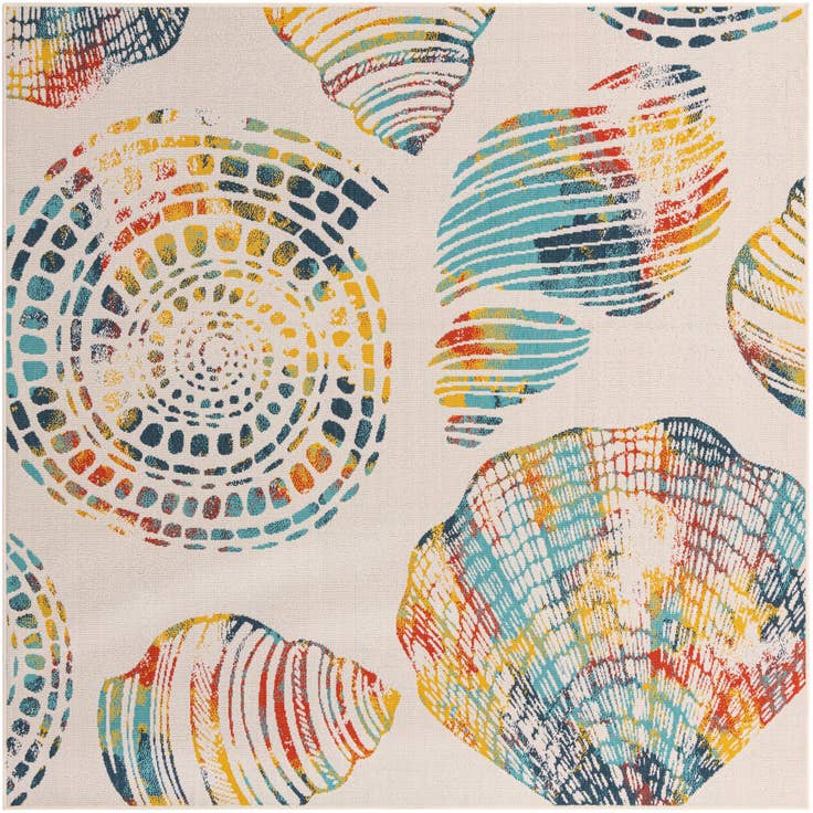 Detail image of 7' 10 x 7' 10 Easy-Clean Coastal Indoor / Outdoor Square Rug
