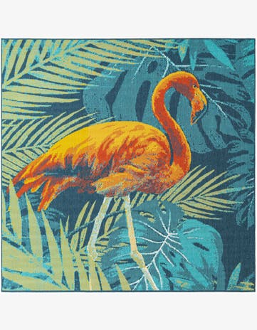 Easy-Clean Coastal Indoor / Outdoor Square Rug