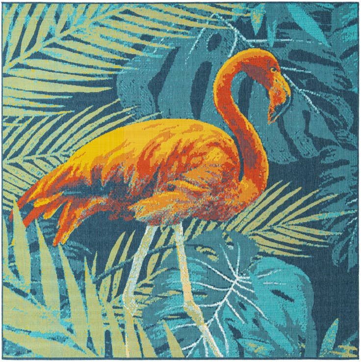 Detail image of 10' x 10' Easy-Clean Coastal Indoor / Outdoor Square Rug