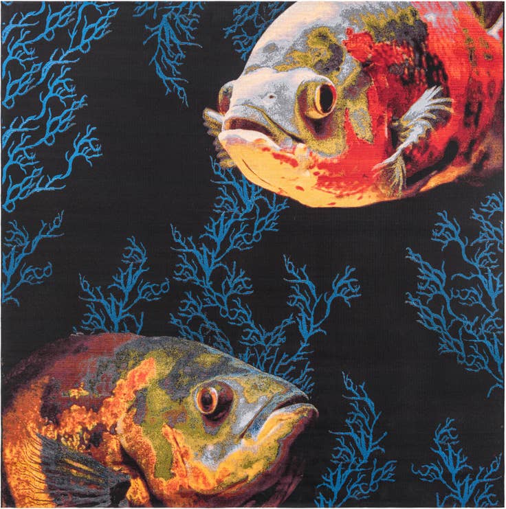 Detail image of 10' x 10' Easy-Clean Coastal Indoor / Outdoor Square Rug