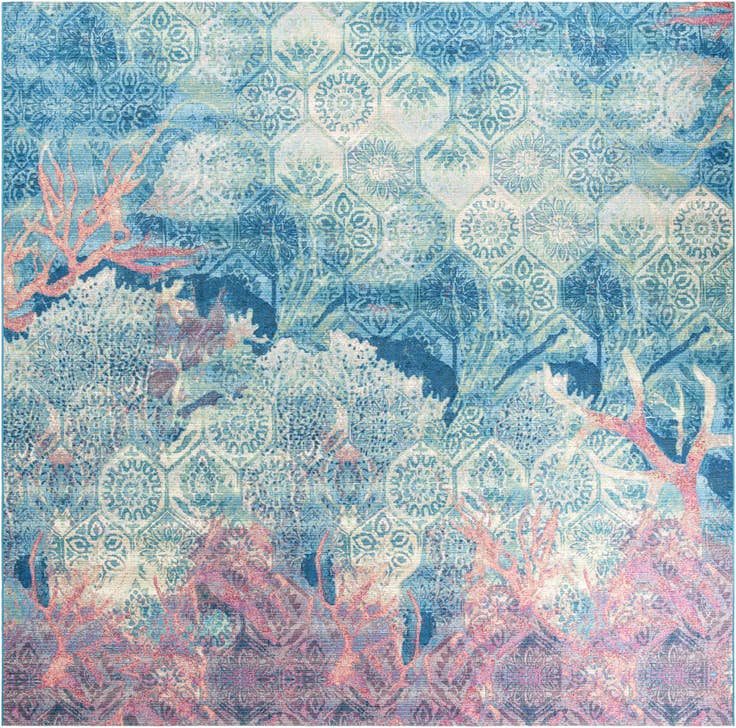 Detail image of 12' x 12' Easy-Clean Coastal Indoor / Outdoor Square Rug
