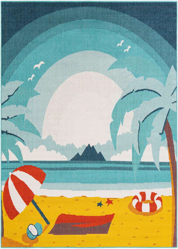 7' 10 x 7' 10 Easy-Clean Coastal Indoor / Outdoor Square Rug