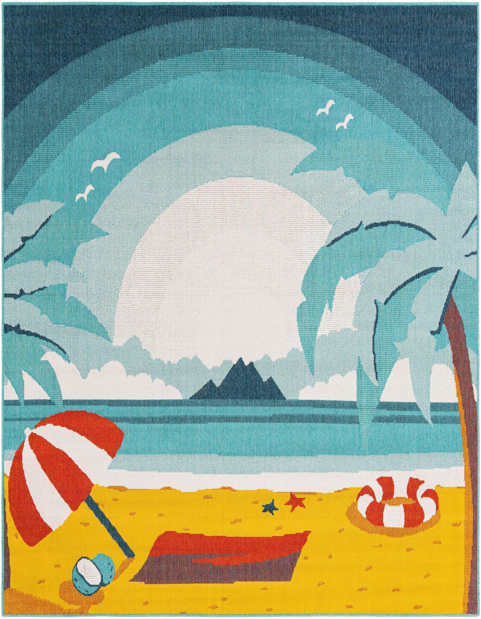 7' 10 x 7' 10 Easy-Clean Coastal Indoor / Outdoor Square Rug