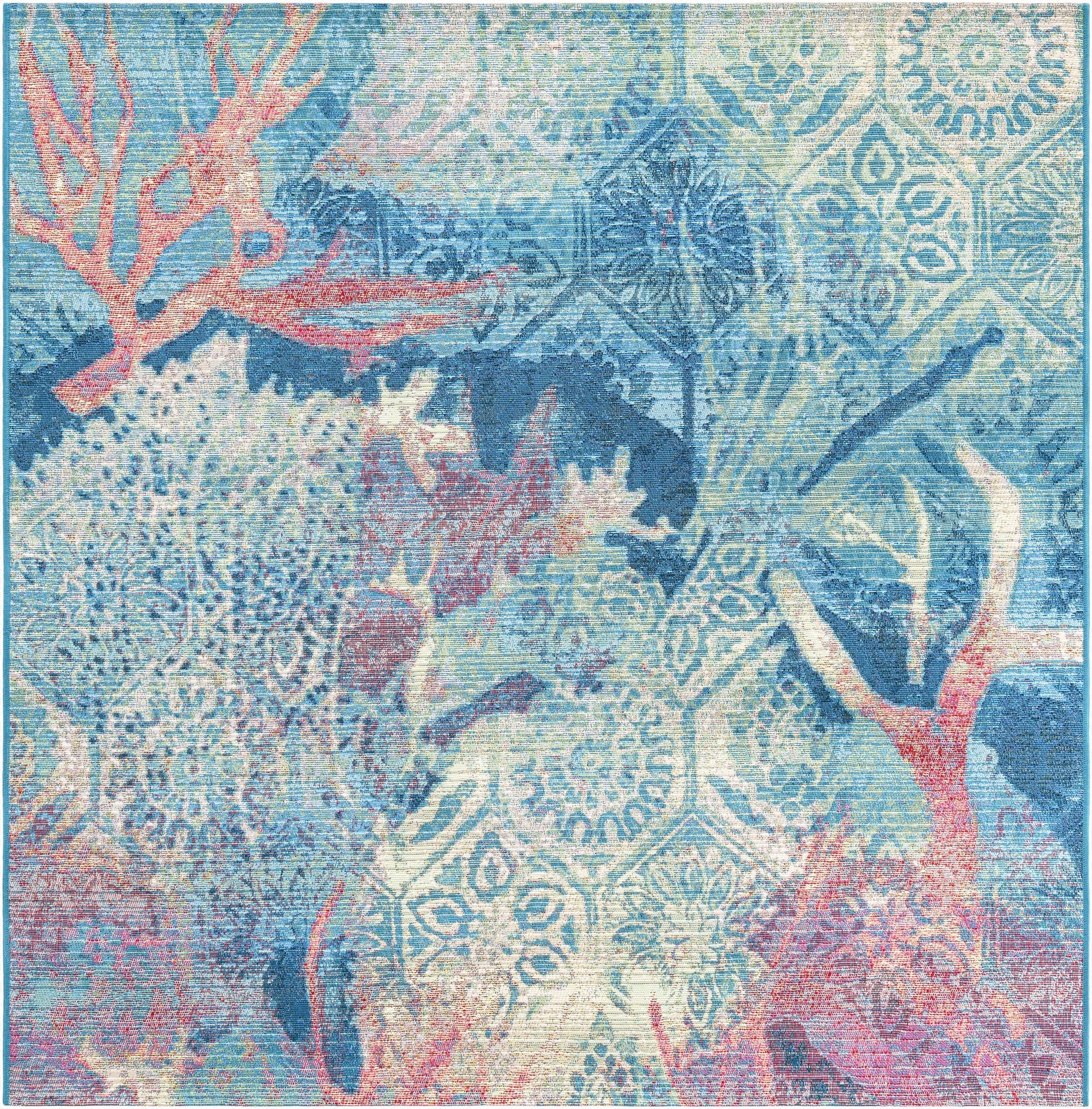 5' 3 x 5' 3  Washable Coastal Indoor / Outdoor Square Rug