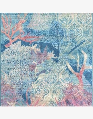 5' 3 x 5' 3 Easy-Clean Coastal Indoor / Outdoor Square Rug