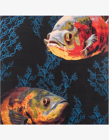 Easy-Clean Coastal Indoor / Outdoor Square Rug