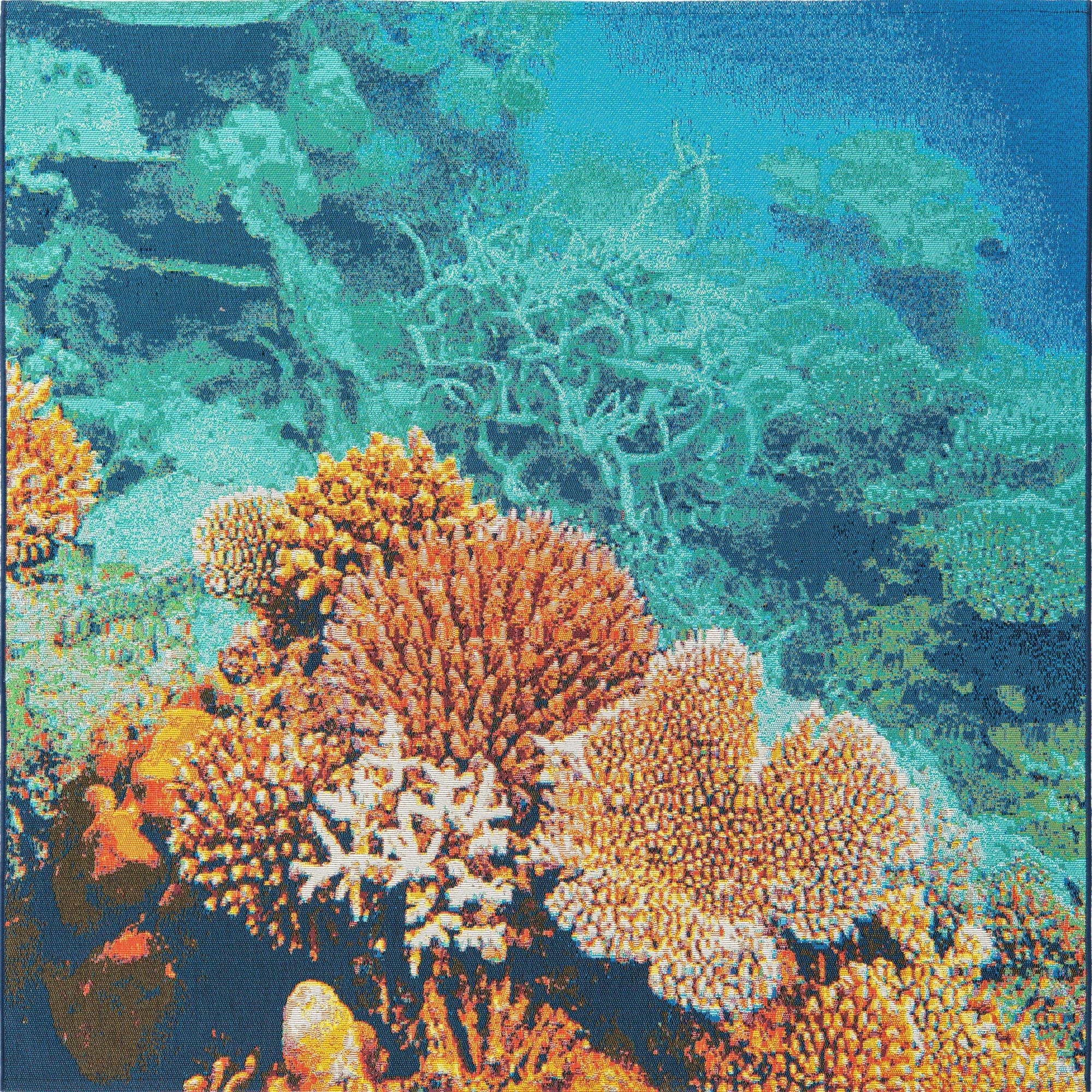 6' x 6'  Washable Coastal Indoor / Outdoor Square Rug