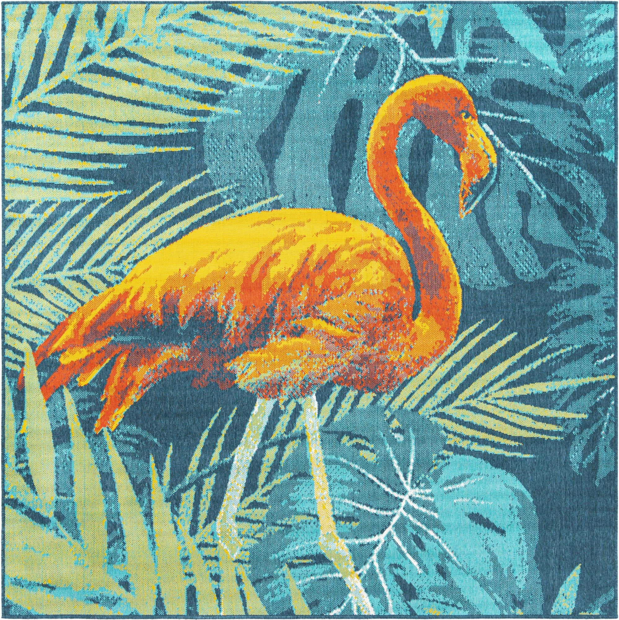 7' 10 x 7' 10  Washable Coastal Indoor / Outdoor Square Rug