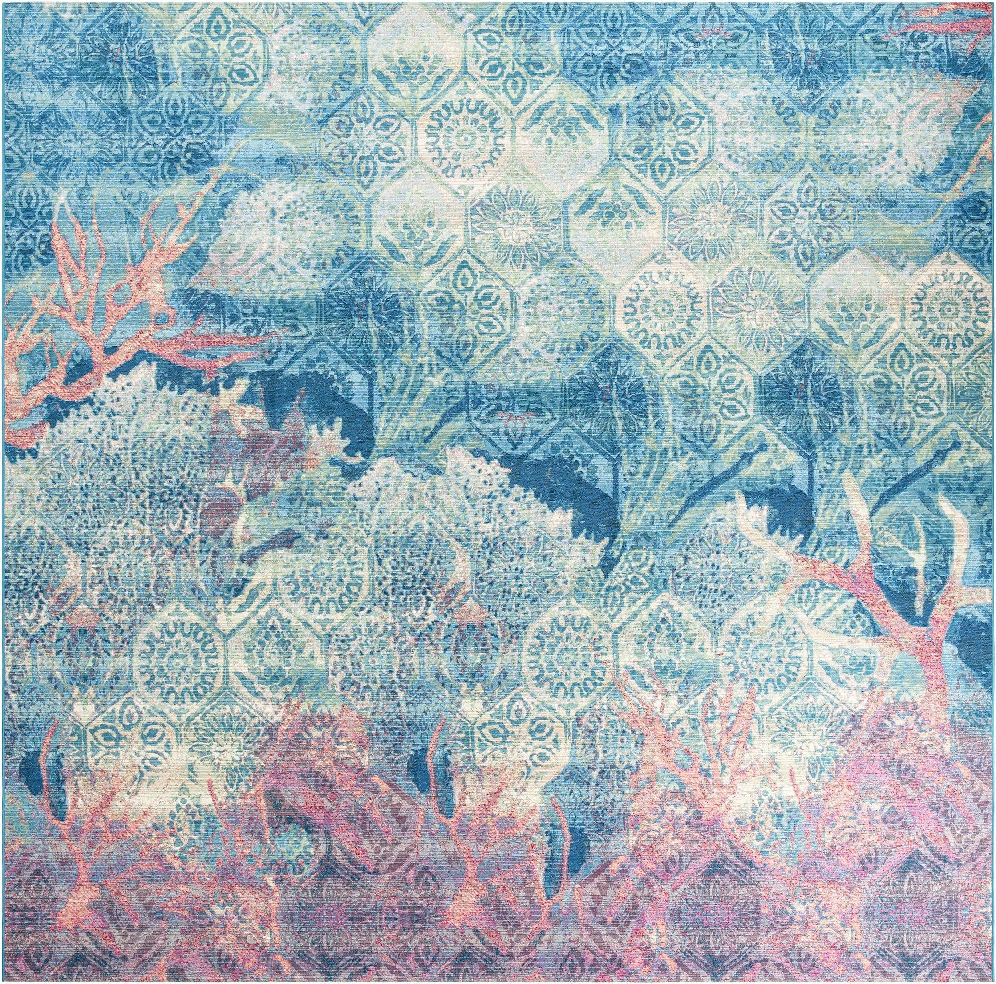 12' x 12'  Washable Coastal Indoor / Outdoor Square Rug