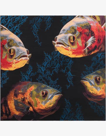 Easy-Clean Coastal Indoor / Outdoor Square Rug