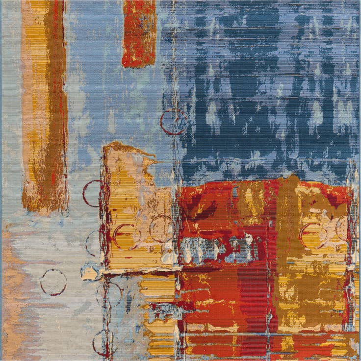 Detail image of 6' x 6' Easy-Clean Modern Indoor / Outdoor Square Rug