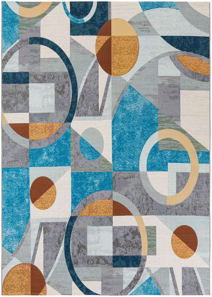 7' 10 x 7' 10 Easy-Clean Modern Indoor / Outdoor Square Rug