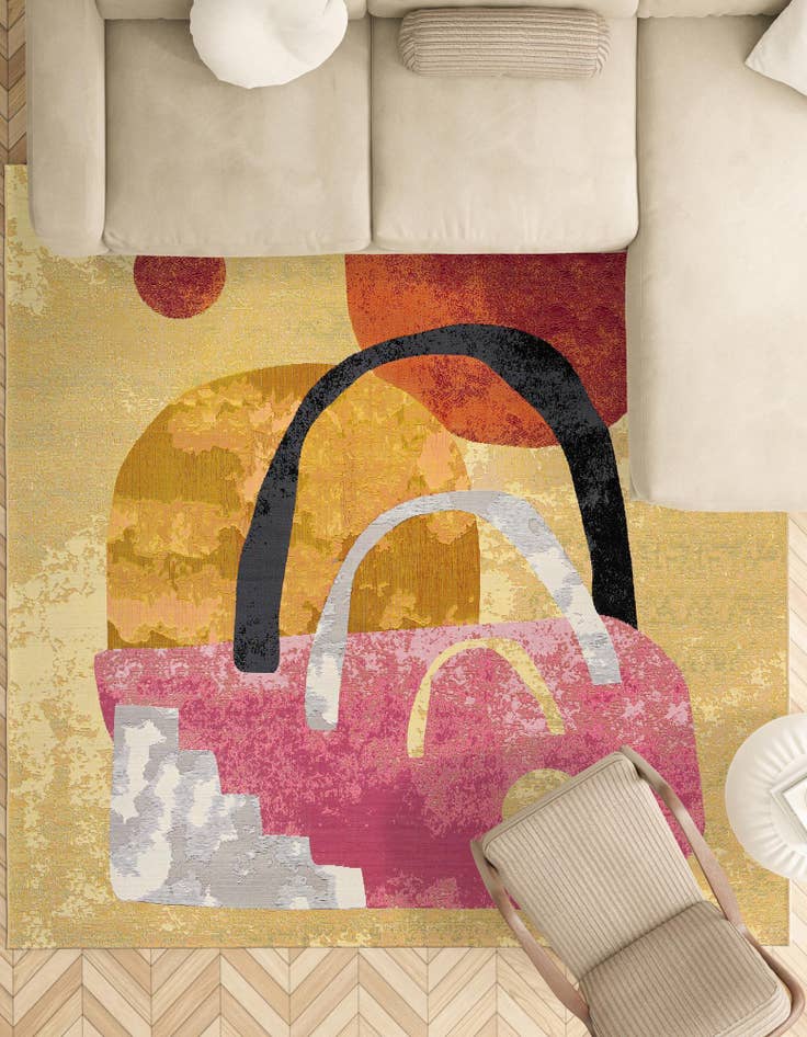 Detail image of 7' 10 x 7' 10  Washable Modern Indoor / Outdoor Square Rug