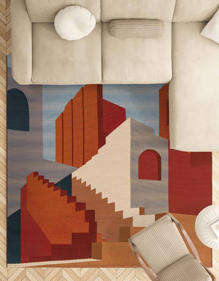 Detail image of 10' x 10'  Washable Modern Indoor / Outdoor Square Rug