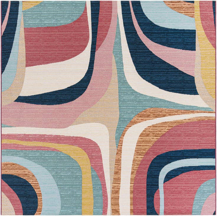 Detail image of 7' 10 x 7' 10 Easy-Clean Modern Indoor / Outdoor Square Rug