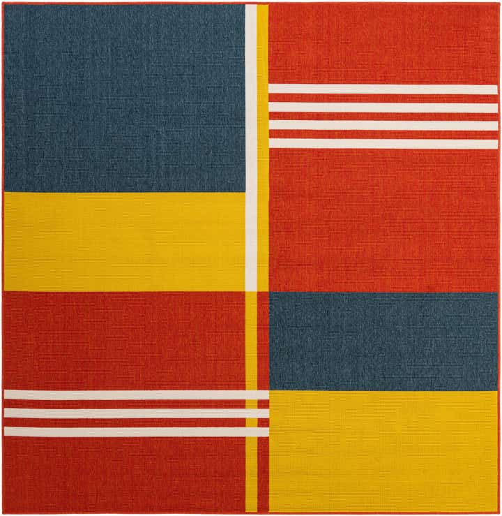 7' 10 x 7' 10 Easy-Clean Modern Indoor / Outdoor Square Rug