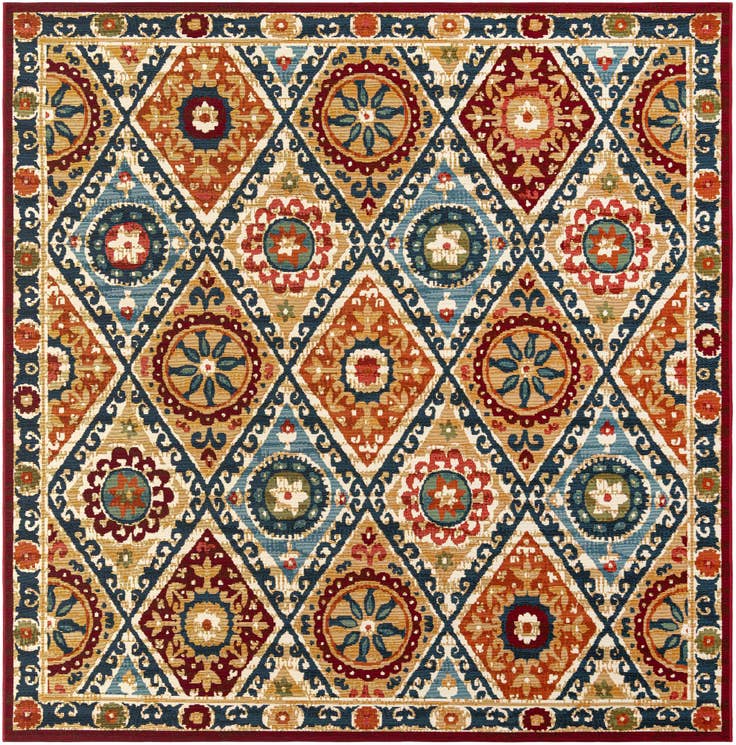 Detail image of 7' 10 x 7' 10 Easy-Clean Modern Indoor / Outdoor Square Rug