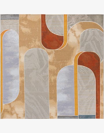 7' 10 x 7' 10 Easy-Clean Modern Indoor / Outdoor Square Rug