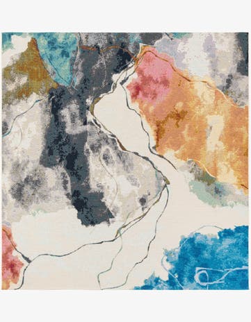 7' 10 x 7' 10 Easy-Clean Modern Indoor / Outdoor Square Rug