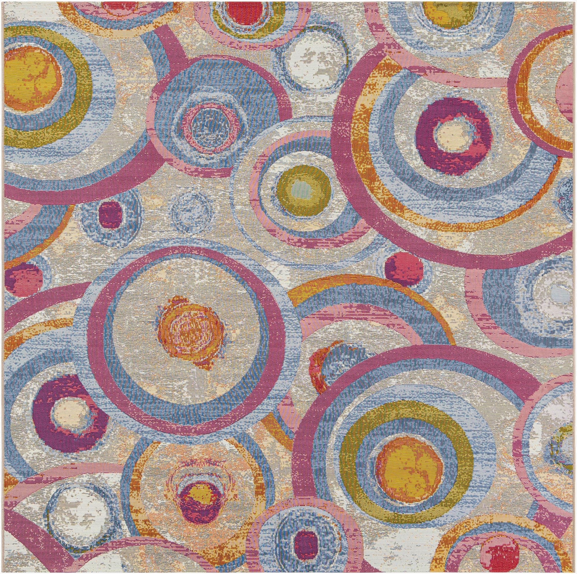 7' 10 x 7' 10  Washable Modern Indoor / Outdoor Square Rug