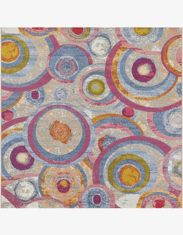 7' 10 x 7' 10 Easy-Clean Modern Indoor / Outdoor Square Rug