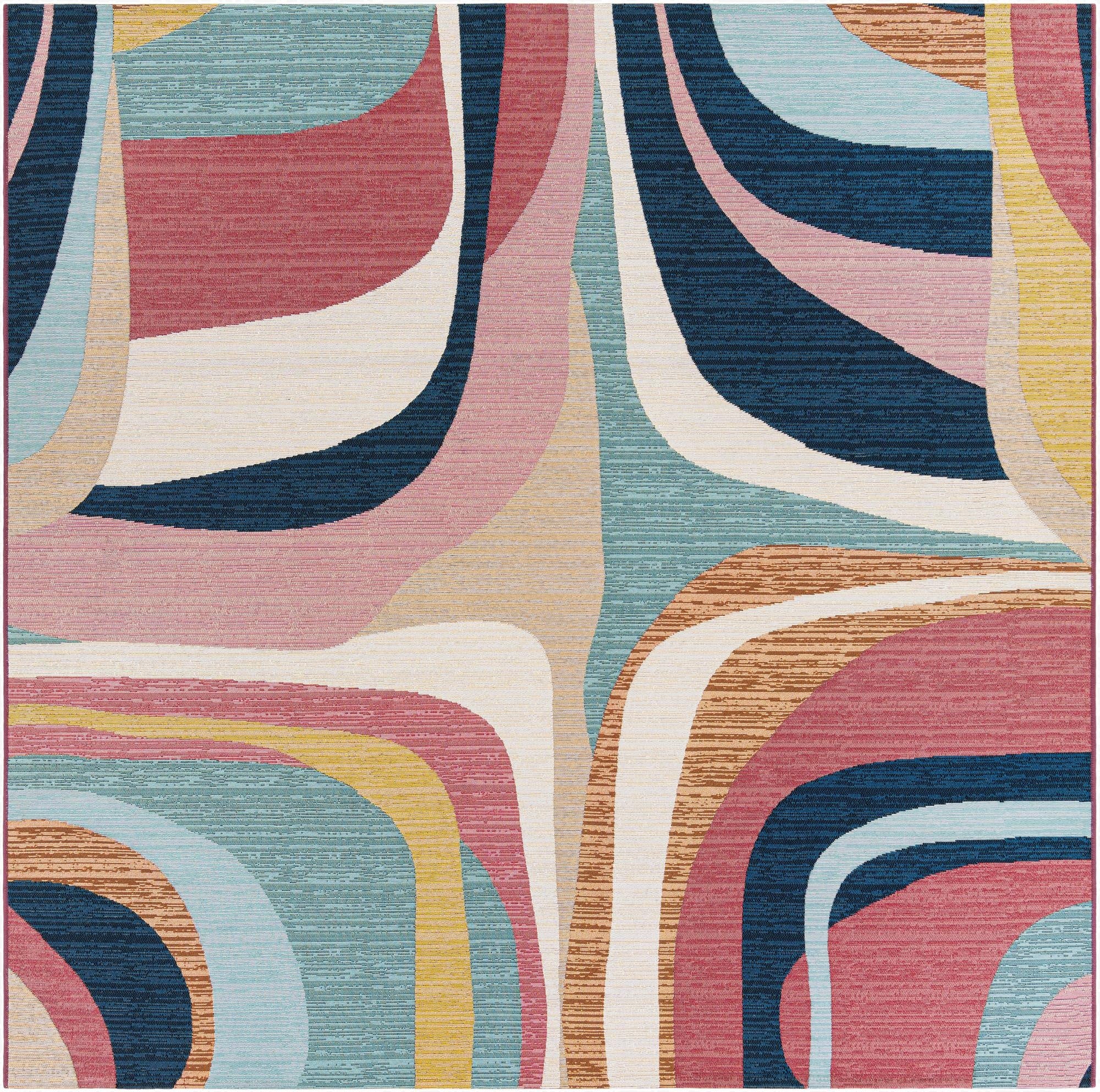 7' 10 x 7' 10  Washable Modern Indoor / Outdoor Square Rug