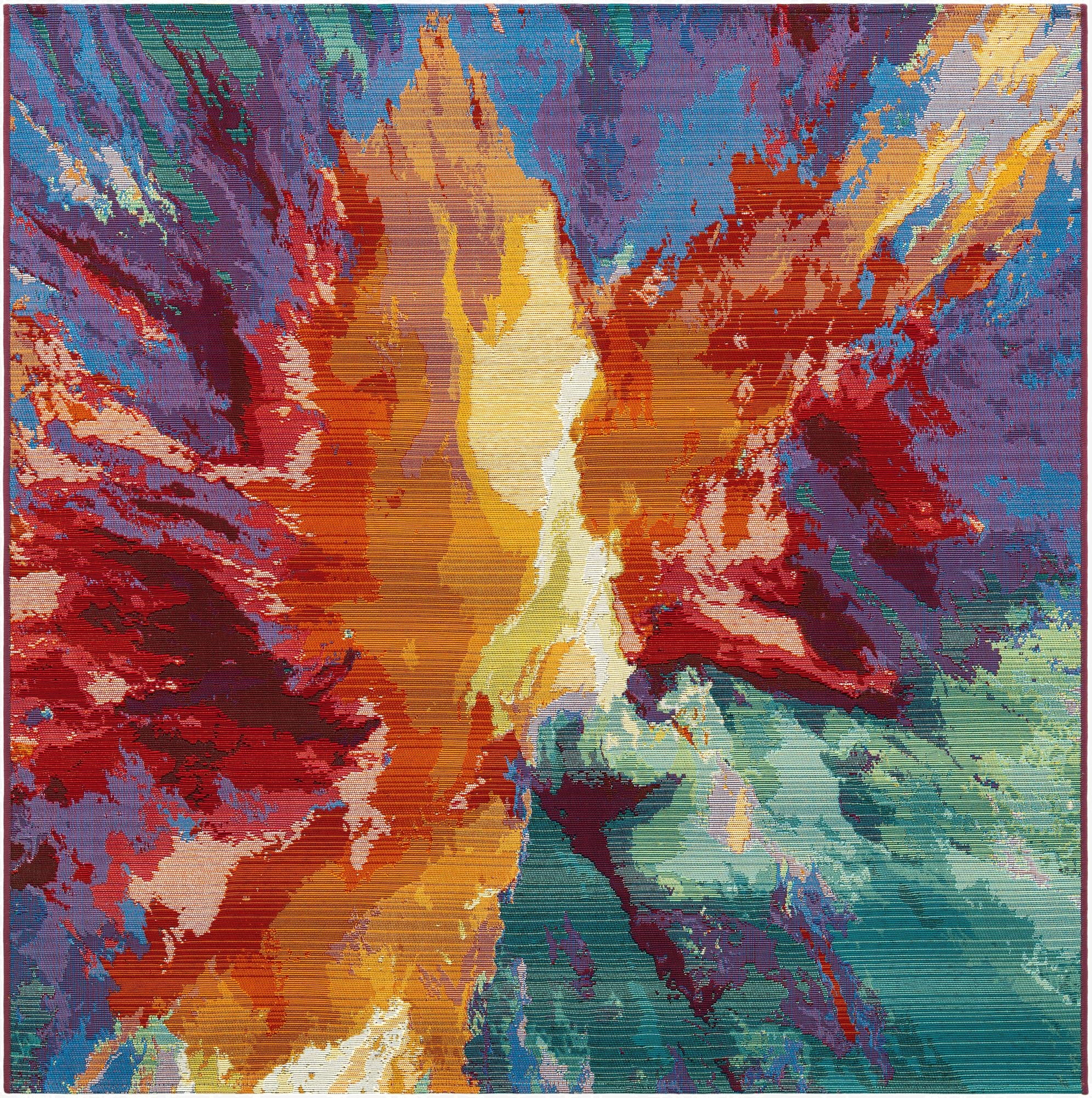 5' 3 x 5' 3  Washable Modern Indoor / Outdoor Square Rug