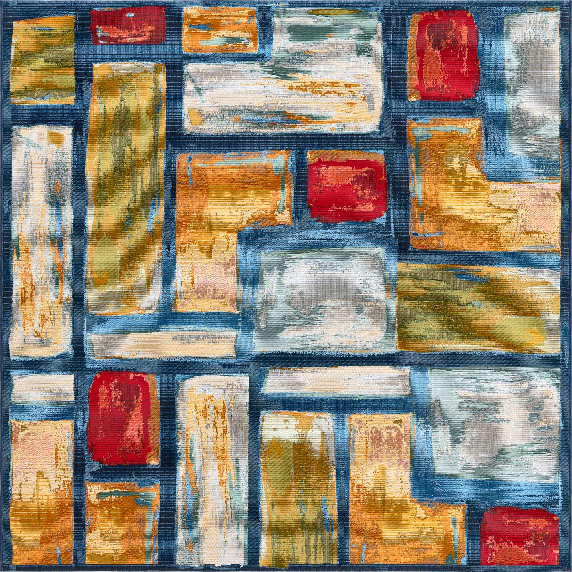 6' x 6'  Washable Modern Indoor / Outdoor Square Rug