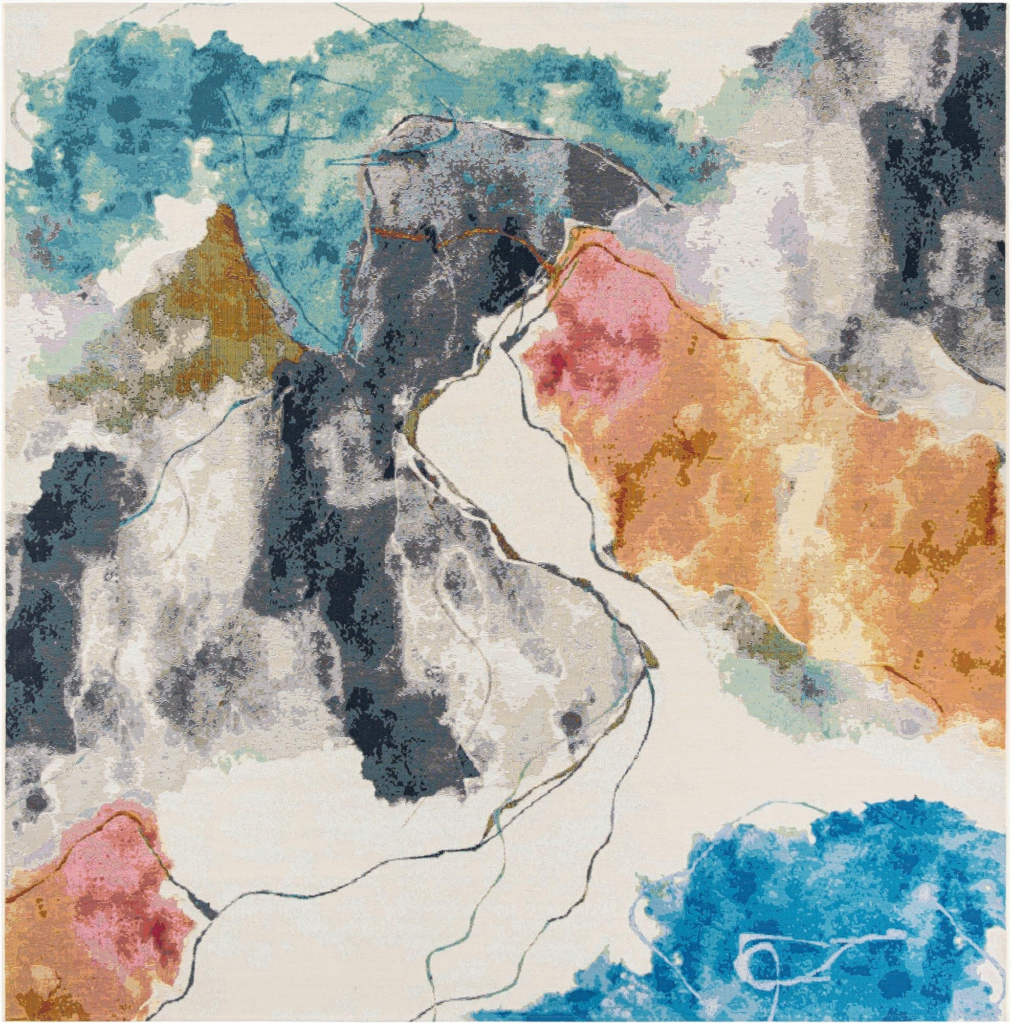 10' x 10'  Washable Modern Indoor / Outdoor Square Rug