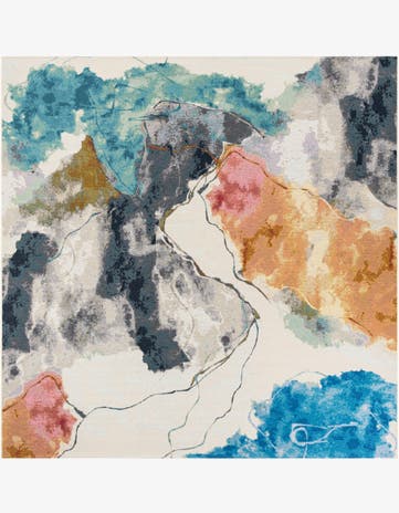 Easy-Clean Modern Indoor / Outdoor Square Rug