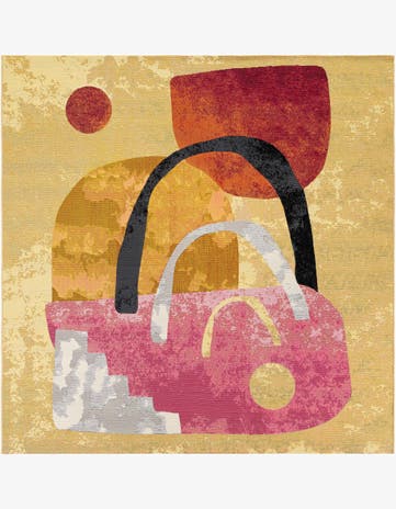 7' 10 x 7' 10 Easy-Clean Modern Indoor / Outdoor Square Rug