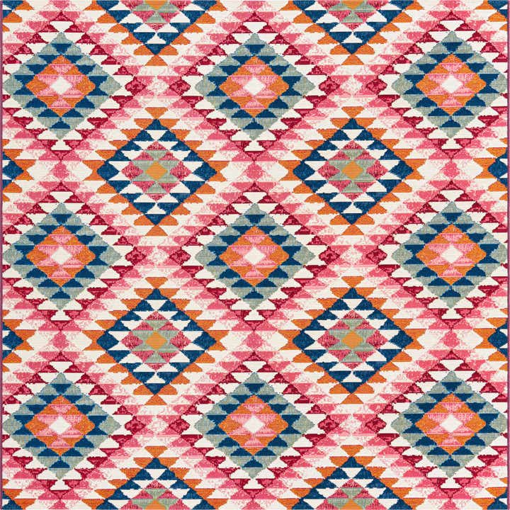 6' x 6' Easy-Clean Southwestern Indoor / Outdoor Square Rug
