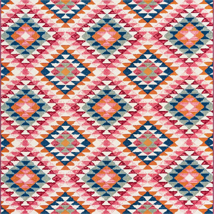 Detail image of 6' x 6' Easy-Clean Southwestern Indoor / Outdoor Square Rug