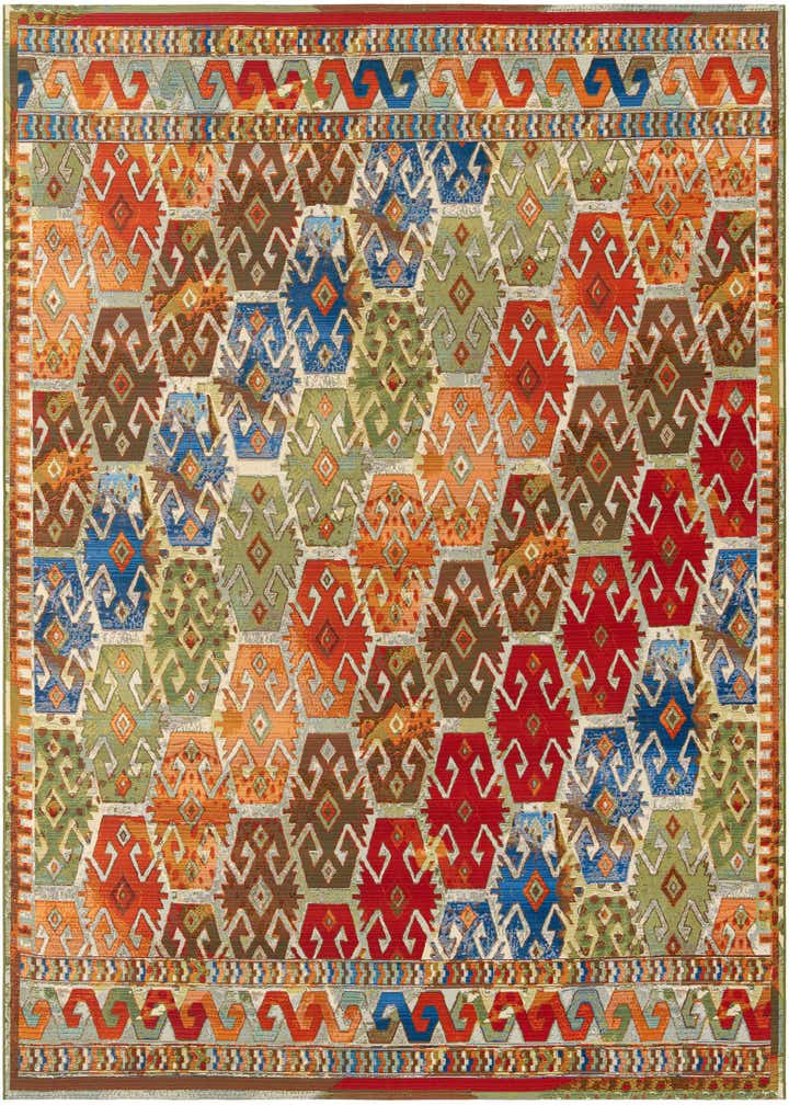 10' x 10' Easy-Clean Southwestern Indoor / Outdoor Square Rug