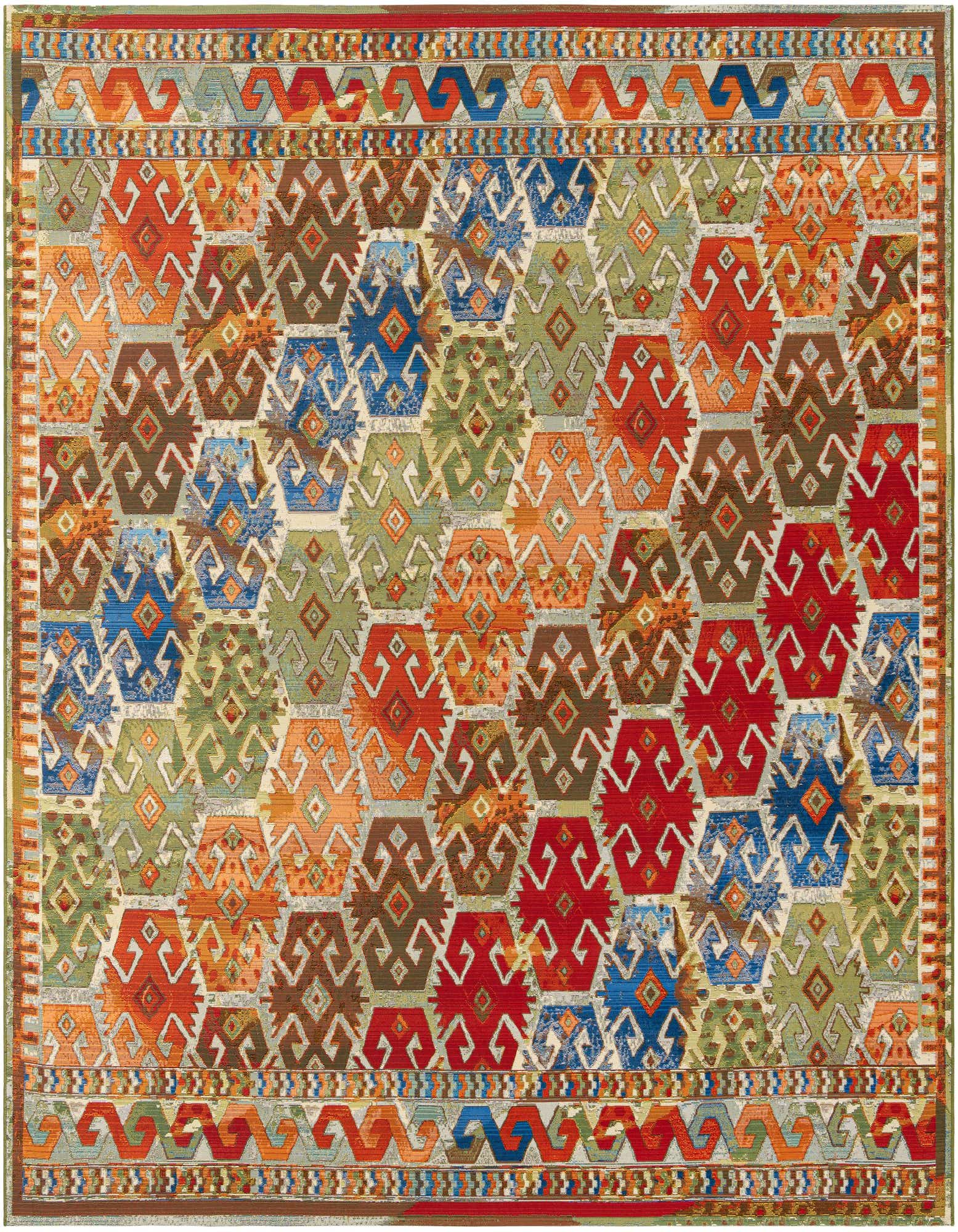 10' x 10' Easy-Clean Southwestern Indoor / Outdoor Square Rug