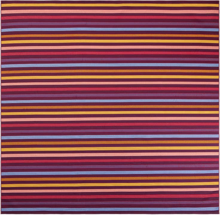 Detail image of 10' x 10' Easy-Clean Striped Indoor / Outdoor Square Rug