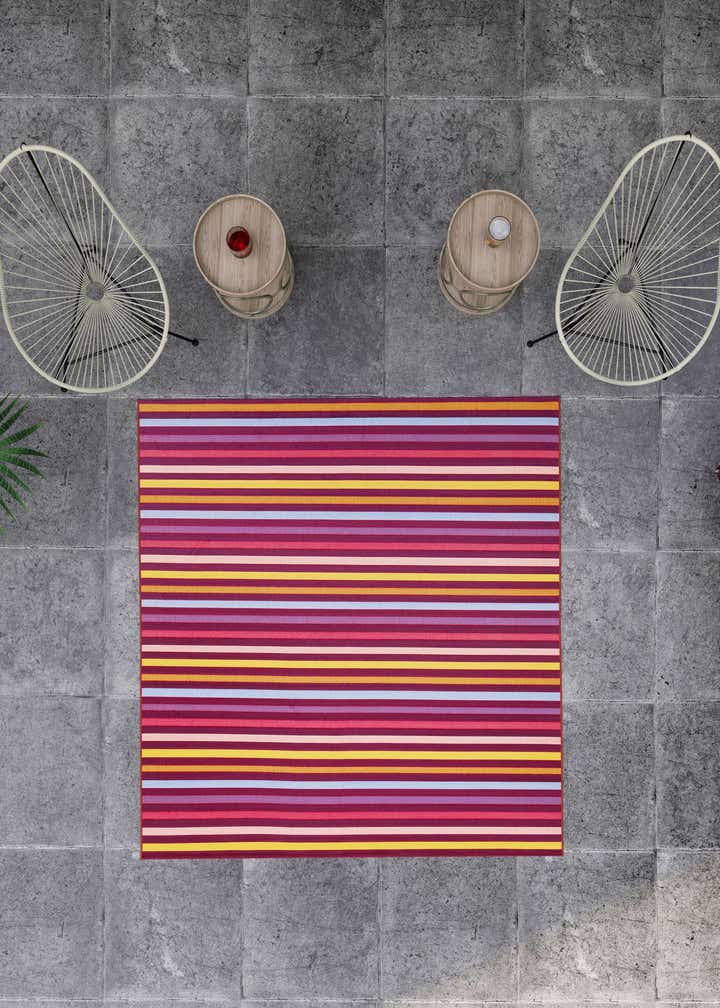 10' x 10' Easy-Clean Striped Indoor / Outdoor Square Rug