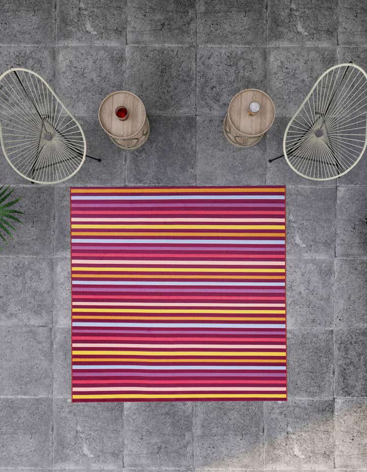 10' x 10' Easy-Clean Striped Indoor / Outdoor Square Rug