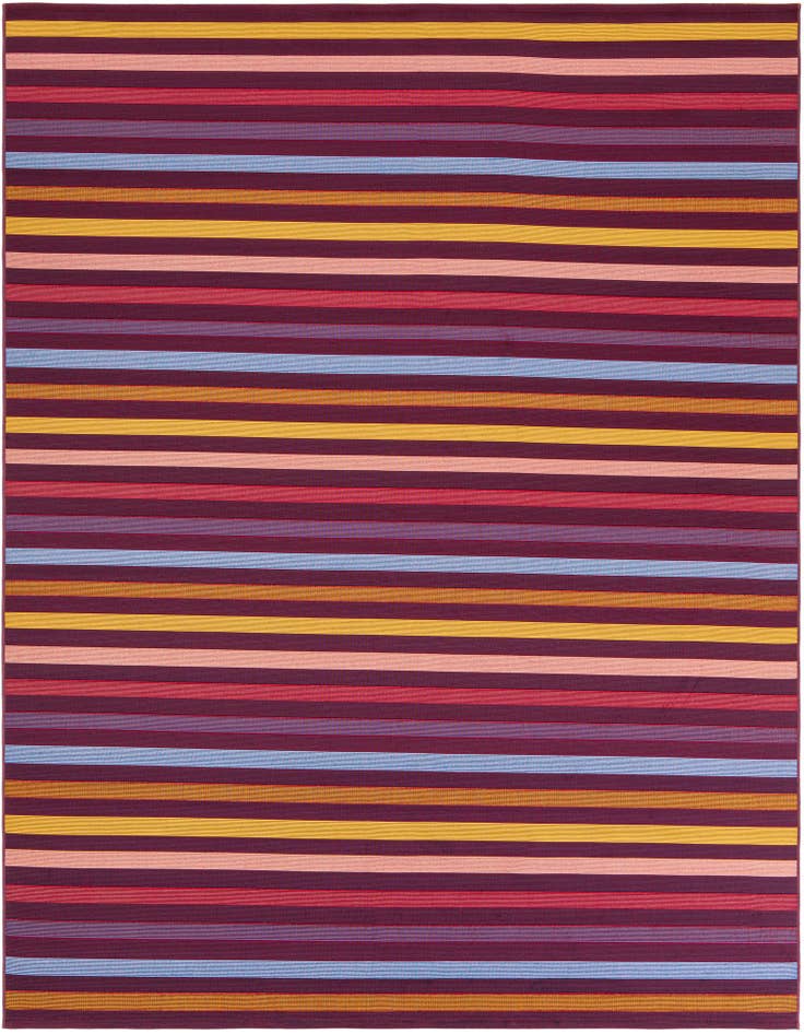 Detail image of 7' 10 x 7' 10 Easy-Clean Striped Indoor / Outdoor Square Rug