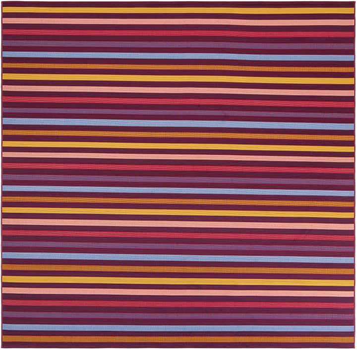 7' 10 x 7' 10 Easy-Clean Striped Indoor / Outdoor Square Rug