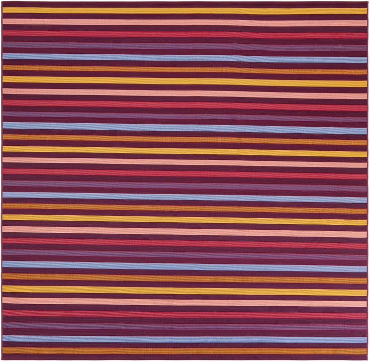 Detail image of 7' 10 x 7' 10 Easy-Clean Striped Indoor / Outdoor Square Rug