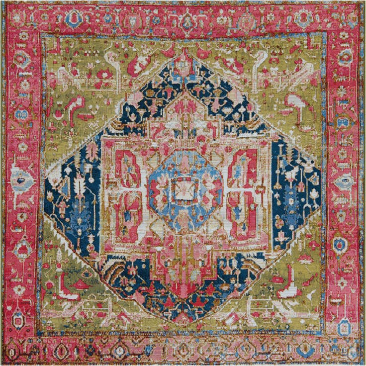 Detail image of 6' x 6' Easy-Clean Traditional Indoor / Outdoor Square Rug