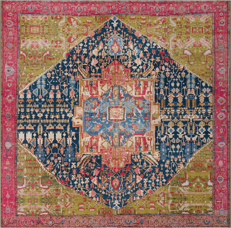 Detail image of 10' x 10' Easy-Clean Traditional Indoor / Outdoor Square Rug