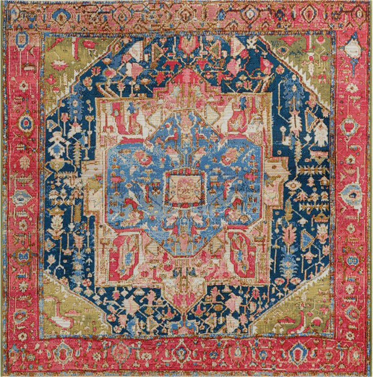 Detail image of 5' 3 x 5' 3 Easy-Clean Traditional Indoor / Outdoor Square Rug