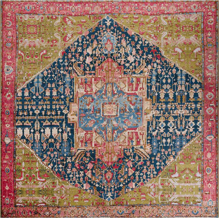 12' x 12' Easy-Clean Traditional Indoor / Outdoor Square Rug