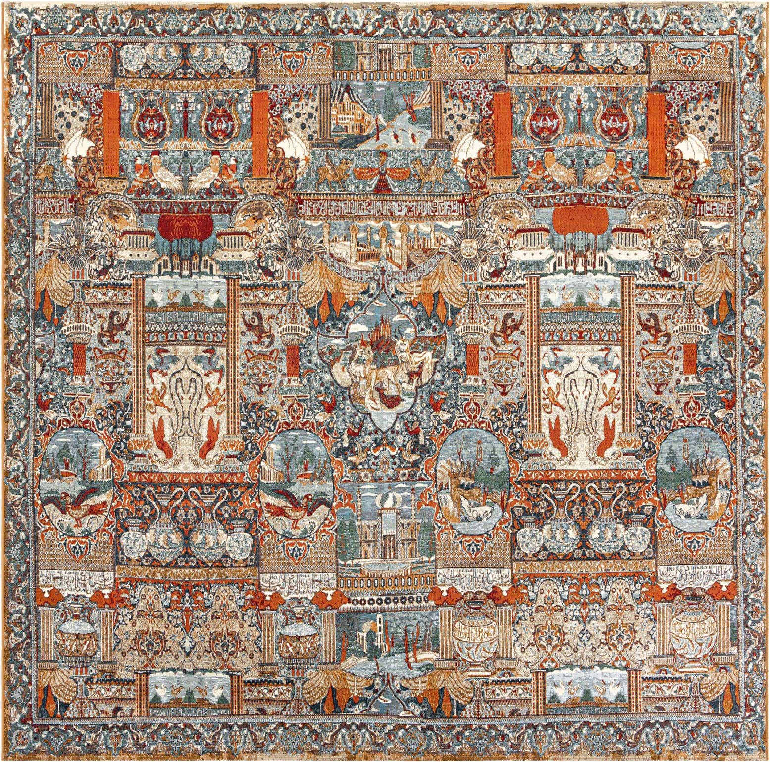 10' x 10' Easy-Clean Traditional Indoor / Outdoor Square Rug
