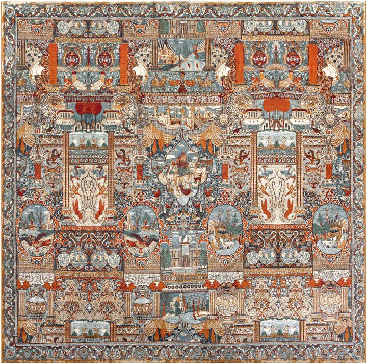 10' x 10' Easy-Clean Traditional Indoor / Outdoor Square Rug