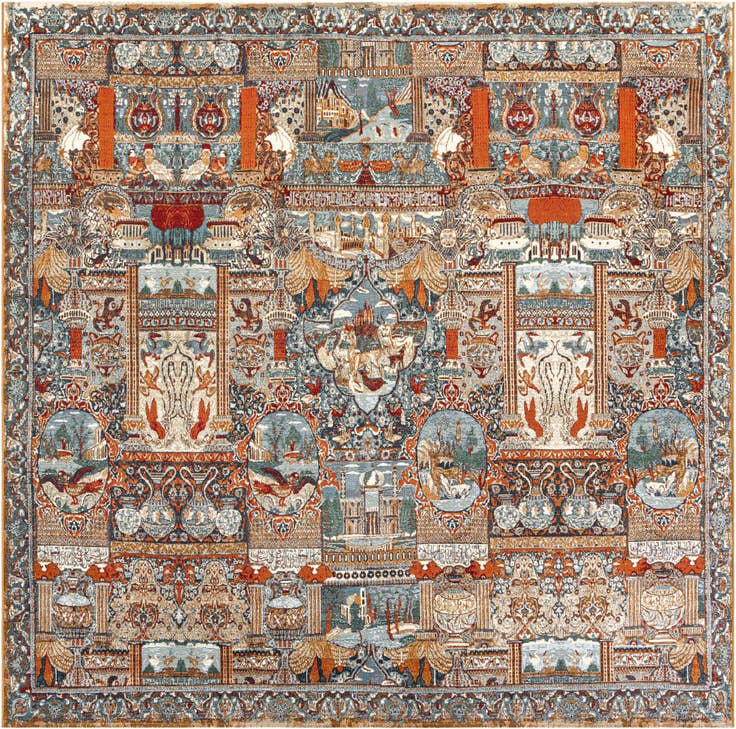 Detail image of 10' x 10' Easy-Clean Traditional Indoor / Outdoor Square Rug
