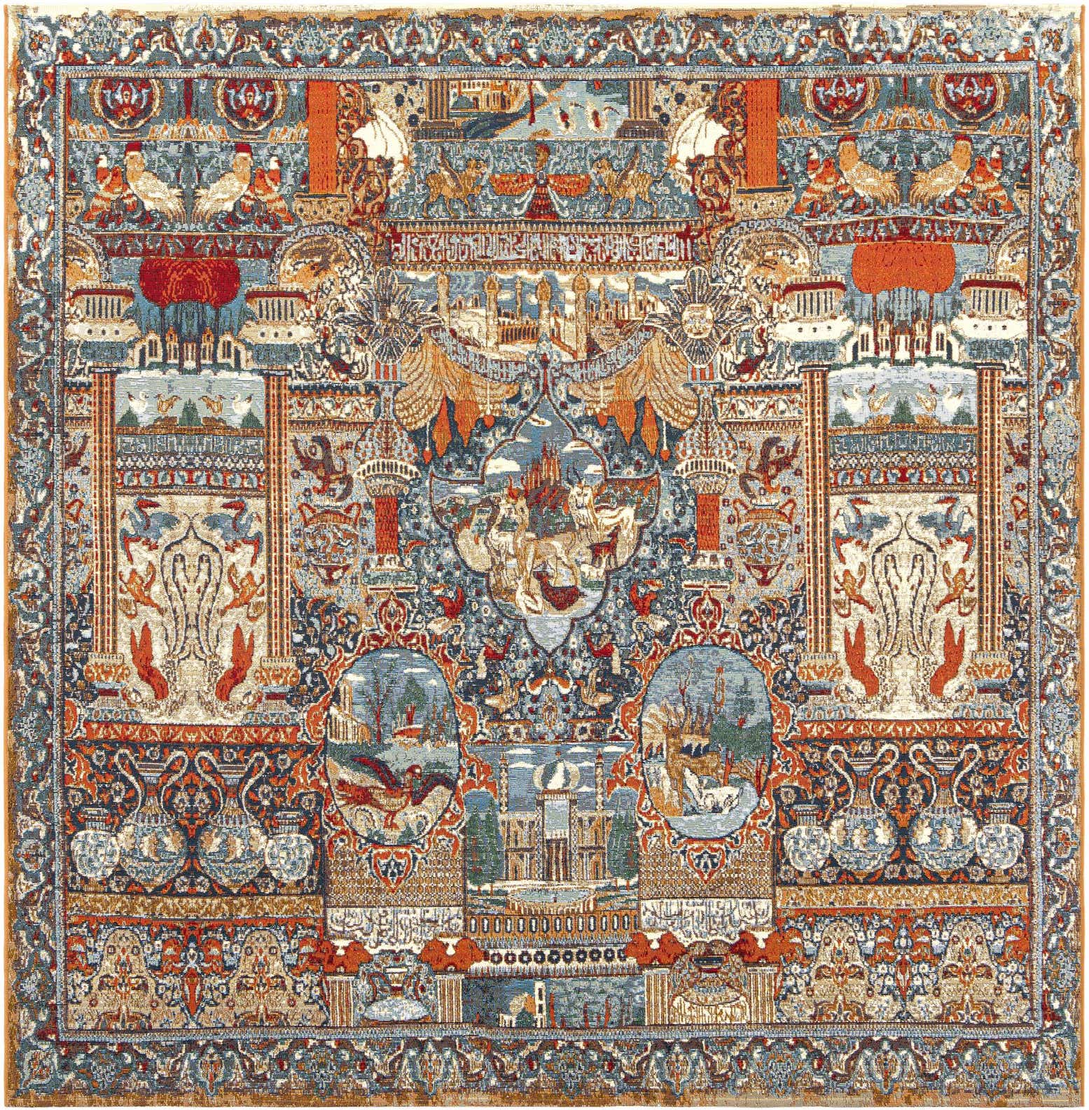 7' 10 x 7' 10 Easy-Clean Traditional Indoor / Outdoor Square Rug